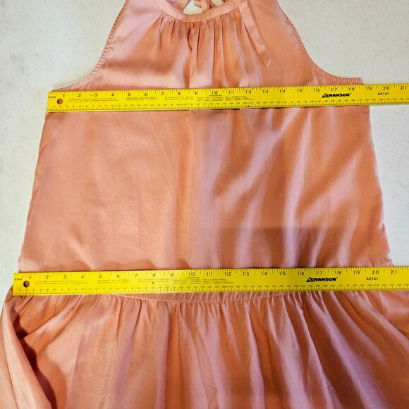 NEW David Meister Peach Orange Pastel High Low Halter Dress Size M 3374 - Picture 12 of 12